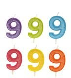 Świeczka cyferka 9 brokatowa kolorowa 1 sztuka