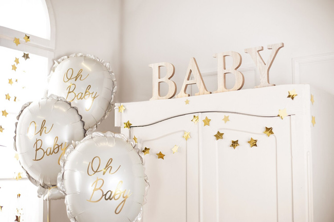 Balon foliowy 19" Baby Shower "Oh Baby" kremowy