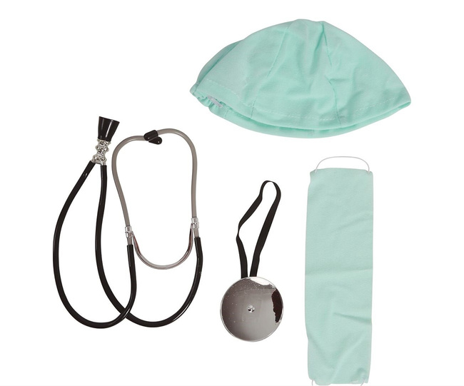 Akcesoria lekarza: Stetoskop wziernik czapka maska