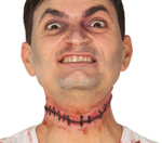 Rana podcięte gardło ze szwami