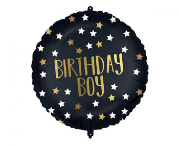 Balon foliowy 18" Birthday Boy, czarny