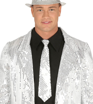 Krawat w cekiny - Srebrny