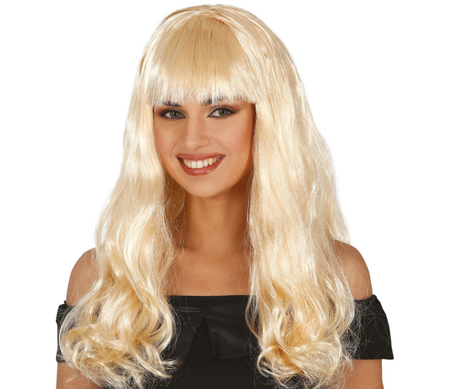 Peruka Pół-długa blondynka z grzywką