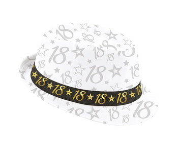Kapelusz urodzinowy biały, numer 18