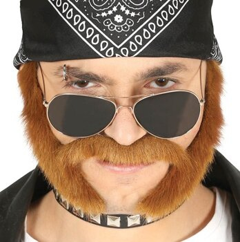 Broda i wąsy "Rajdowiec" z pejsami brązowa