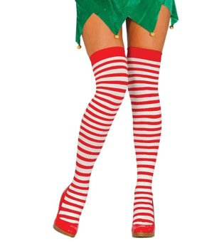 Pończochy w paski biało czerwone