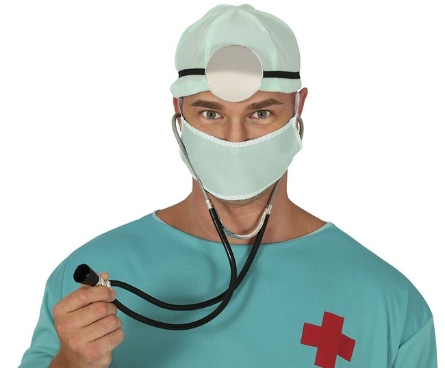 Akcesoria lekarza: Stetoskop wziernik czapka maska