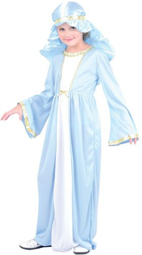 Kostium dziecięcy "Maryja" Błękitna ze złotą lamówką