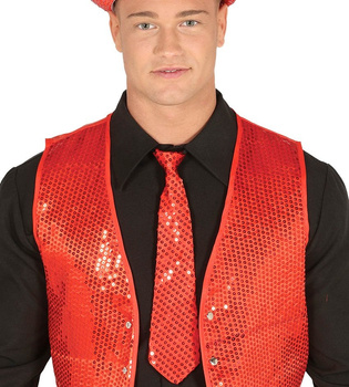 Krawat w cekiny - czerwony