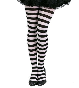 Rajstopy w paski czarno białe
