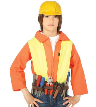 Akcesoria Budowniczy: Kask + pas z narzędziami