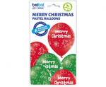 Balony 12" z nadrukiem "Merry Christmas" 6 sztuk