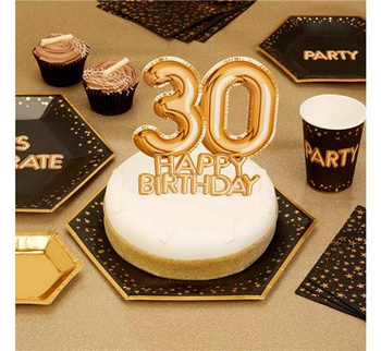 Dekoracja Bufetu - Topper Happy Birthday 30 złoty