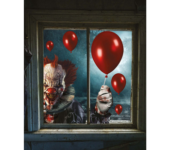 Circus - Naklejana dekoracja KLAUN W OKNIE 60x80cm