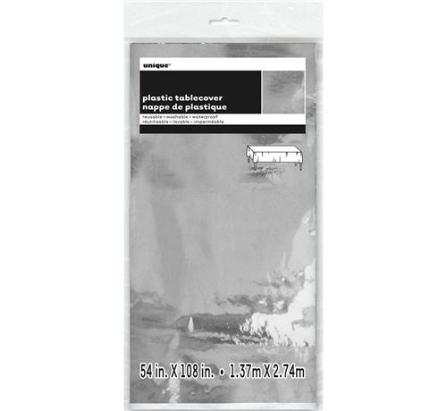 Srebrny jednokolorowy - Obrus połyskując 137x274cm