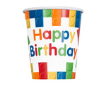 Klocki - Kubeczki papierowe 270ml Happy Birthday 8 sztuk