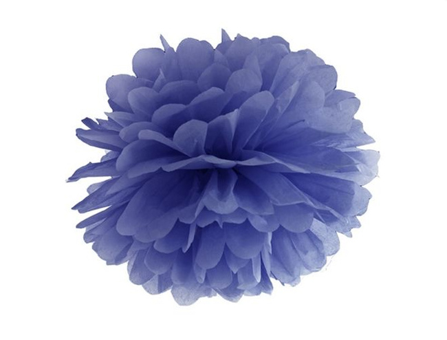 Pompon bibułowy 35cm - niebieski granatowy