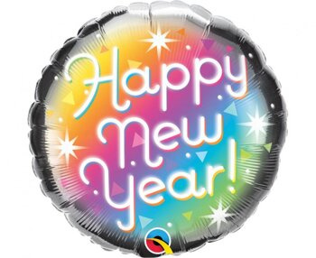 Balon foliowy 18" "Happy New Year" srebrny /kolor