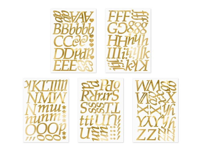 Naklejki na balon LITERY złote 168 elementy