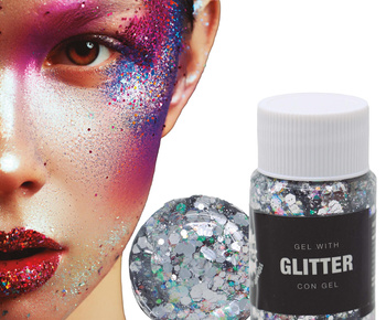 Brokat w żelu 20g - srebrny