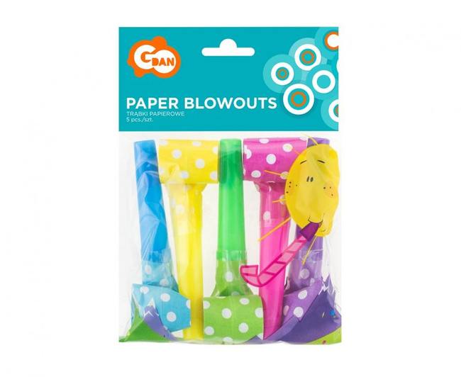 Trąbki papierowe w groszki 5 sztuk