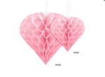 Rozeta honeycomb serce 30cm różowe jasna