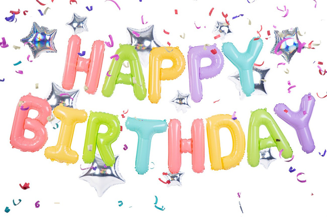 Balony foliowe 16" kolorowa fraza "Happy Birthday"