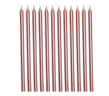 Świeczki urodzinowe pudrowy róż 13cm 12 sztuk