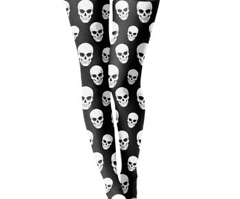 Rajstopy czarne w białe czaszki