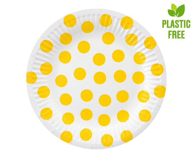 Groszki Żółte - Talerzyki 18cm 6 sztuk