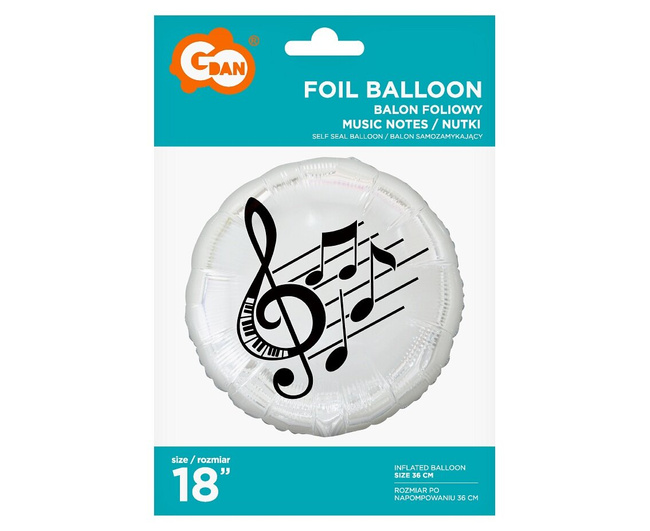 Balon foliowy 18" Nuty muzyczne