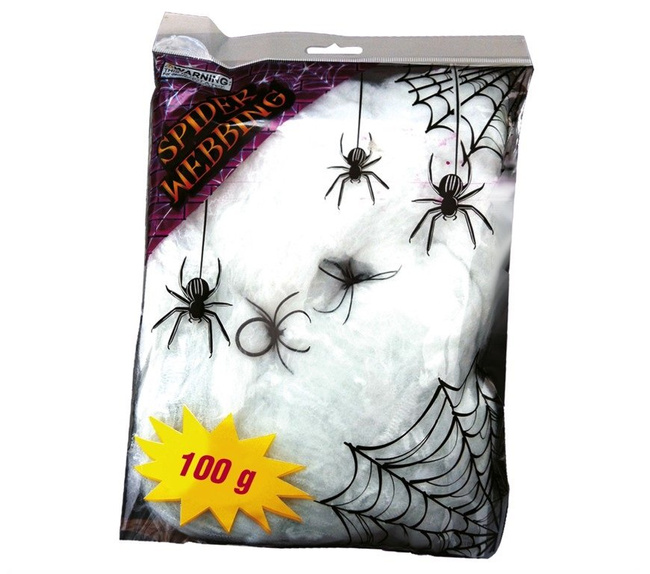 Pajęczyna - dekoracja na halloween 500g + 4 pająki