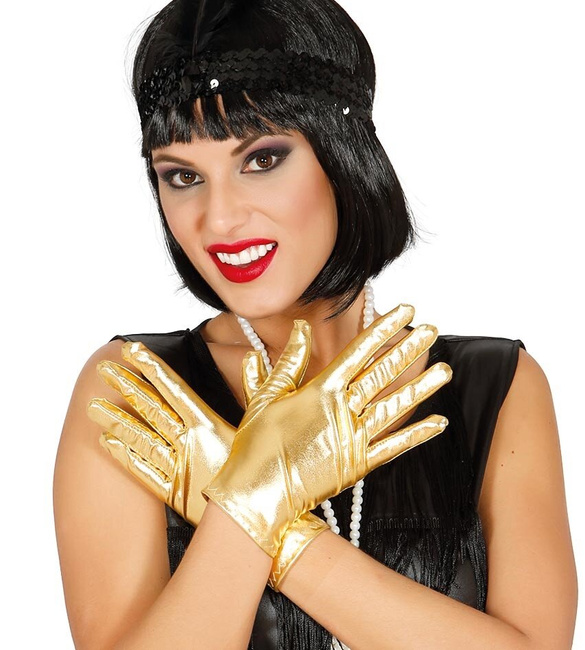 Rękawiczki krótkie 22cm - złote