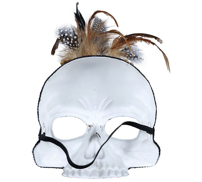 Maska profilowana "Czacha VOODOO z piórami" PVC