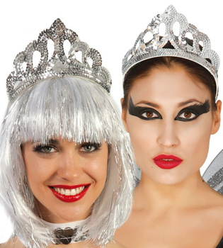 Korona - Tiara z cekinami srebrna