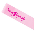 Szarfa dziecięca Moje 1 Urodziny różowa