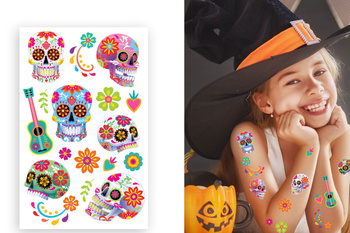 Tatuaże zmywalne - Day of Dead, kolorowe czaszki