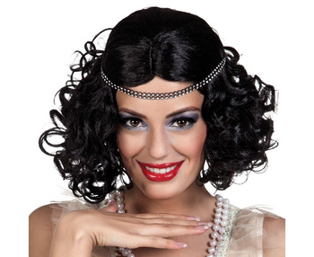 Peruka "Retro Lata 30" czarna z opaską