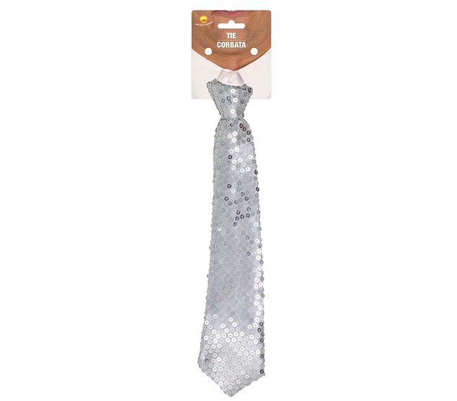 Krawat w cekiny - Srebrny