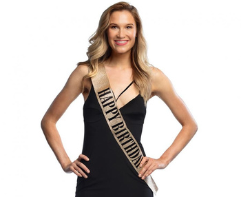 Szarfa urodzinowa "Happy Birthday" złota