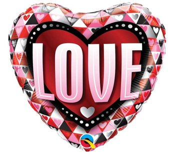 Balon foliowy 18" Serce LOVE trójkąty