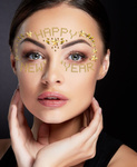 Kryształki do twarzy HAPPY NEW YEAR złote naklejki 3D