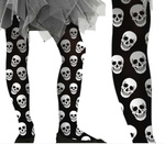 Rajstopy dziecięce czarne w czaszki 7-12l