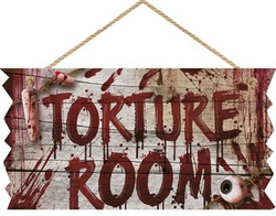 Tabliczka z drewna TORTURE ROOM