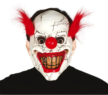 Maska lateksowa "Klaun psychol" z włosami