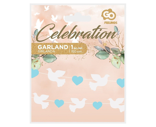 Komunia - Girlanda gołąbki niebieskie 1,5m