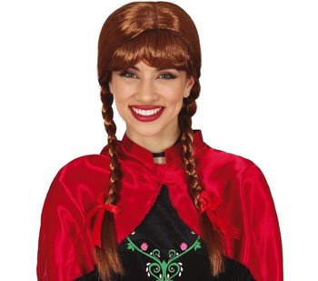 Peruka "Dwa warkoczyki" brązowe