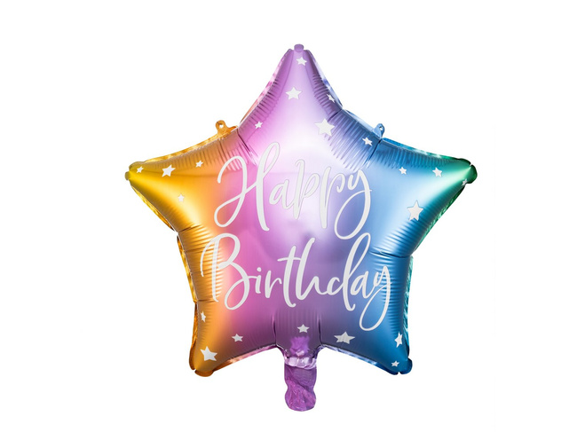 Balon foliowy 16" "Gwiazdka" multi - Happy Birthday