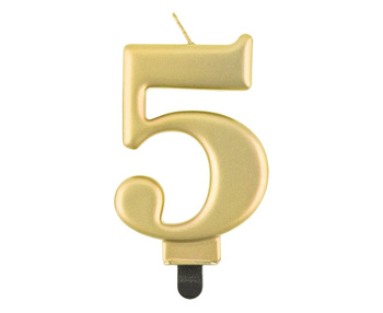 Świeczka cyferka B&C złoty metalik "5"