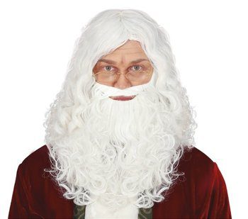 Peruka + Broda "Mikołaj" biała falowana